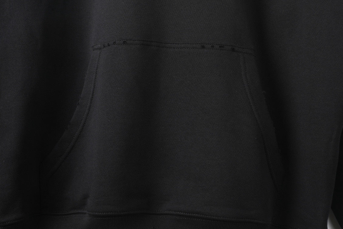 Black Cotton Back Print Pullover - Men's