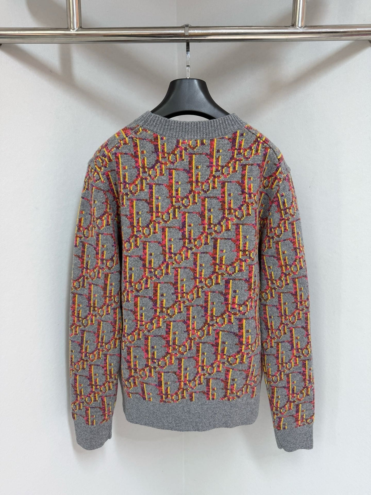Orange Jacquard Pattern Crewneck - Men's