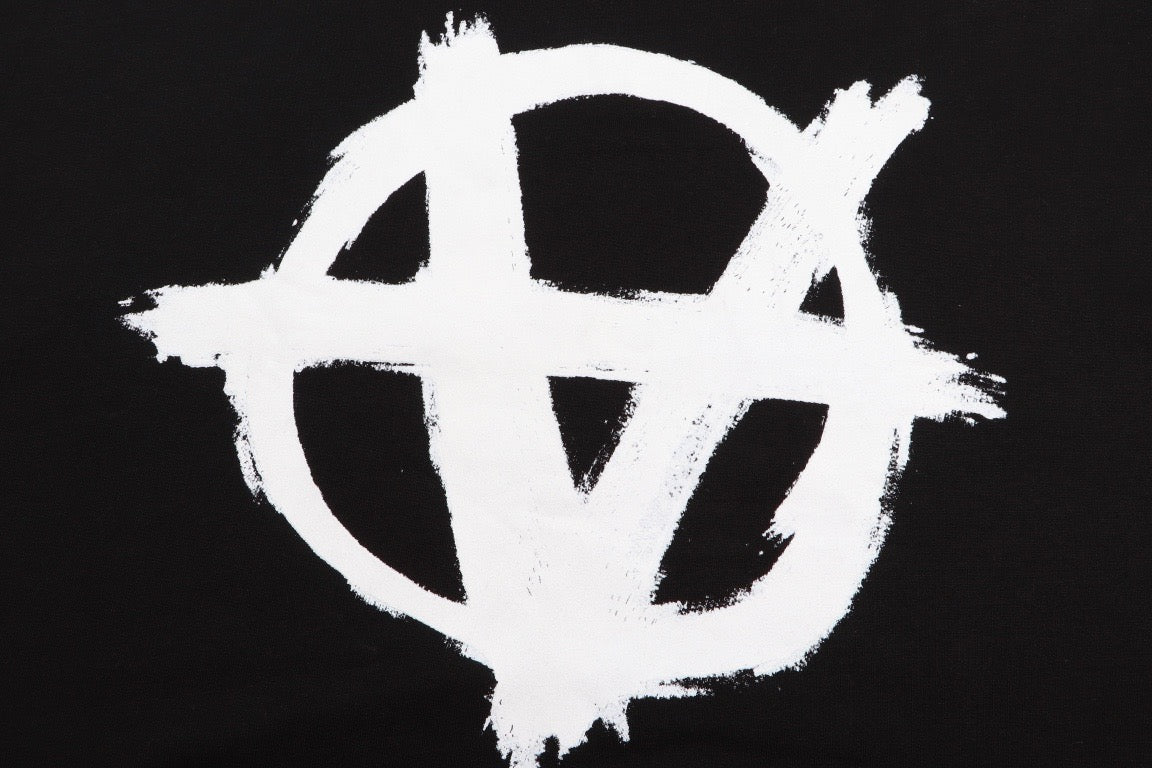 Black Cotton Tonal Graphic Pullover - Men's