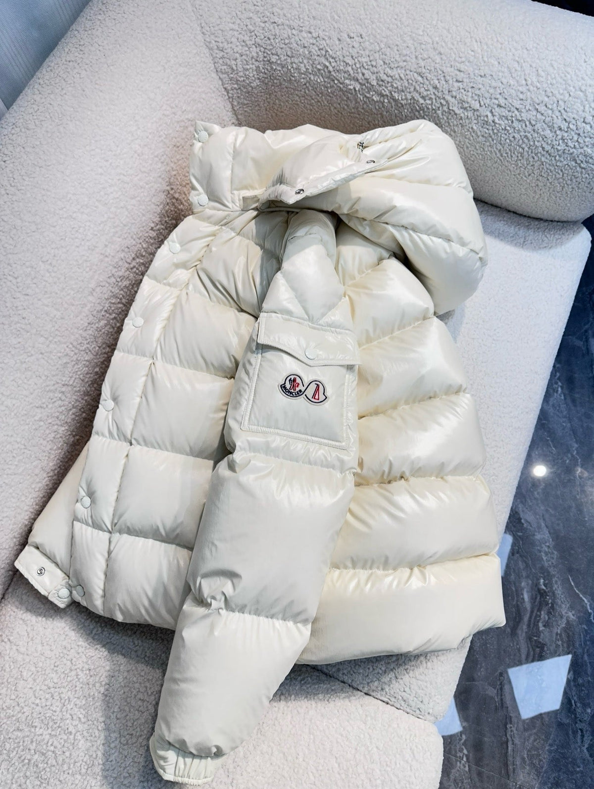 Black and White Puffer Jacket - Men's