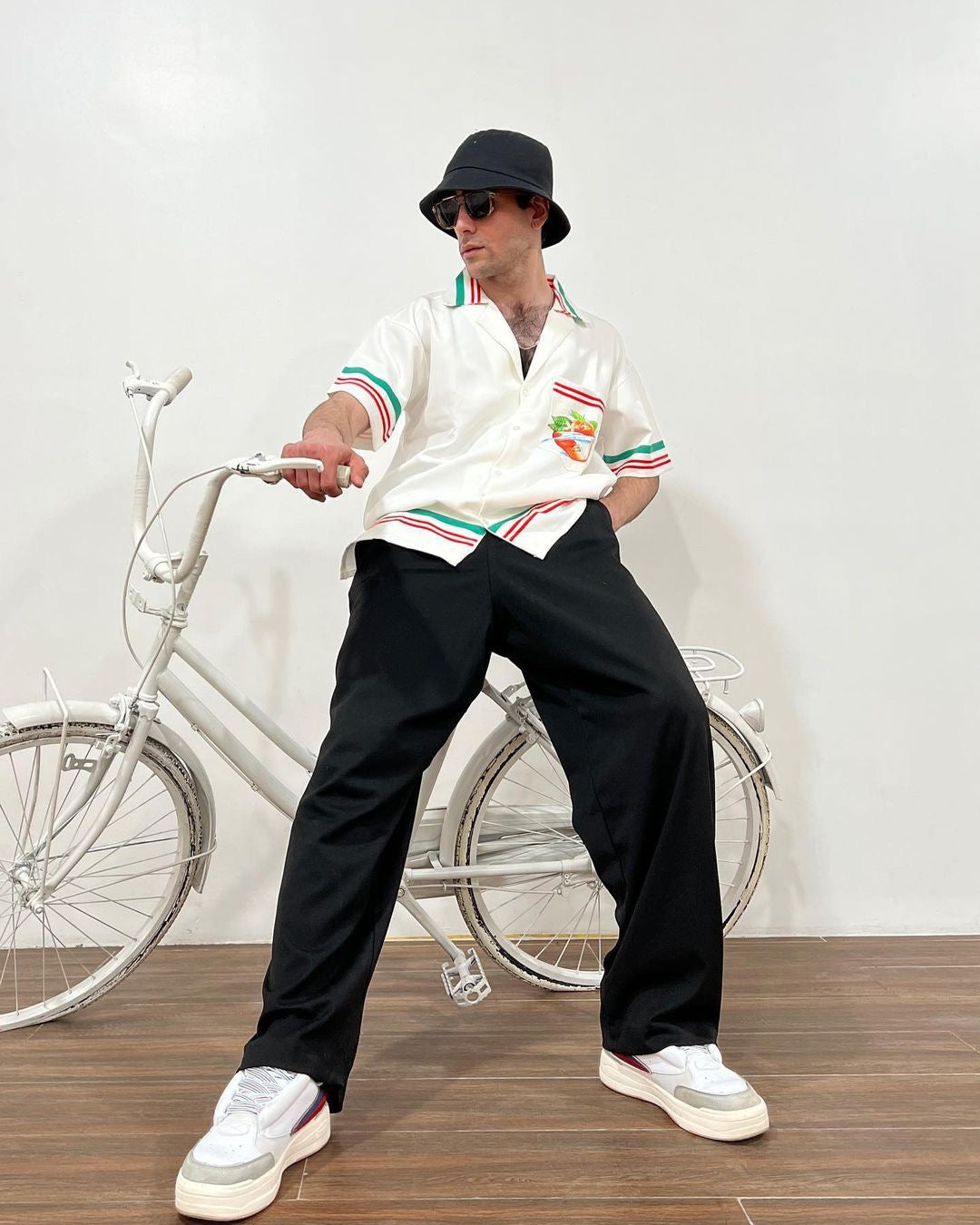White Knit Striped Trim Short-Sleeve - Men's