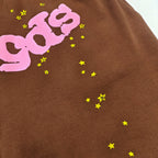 Brown Cotton Graphic Joggers - Men's