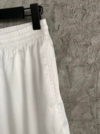 White Cotton Striped Hem Drawstring - Men's