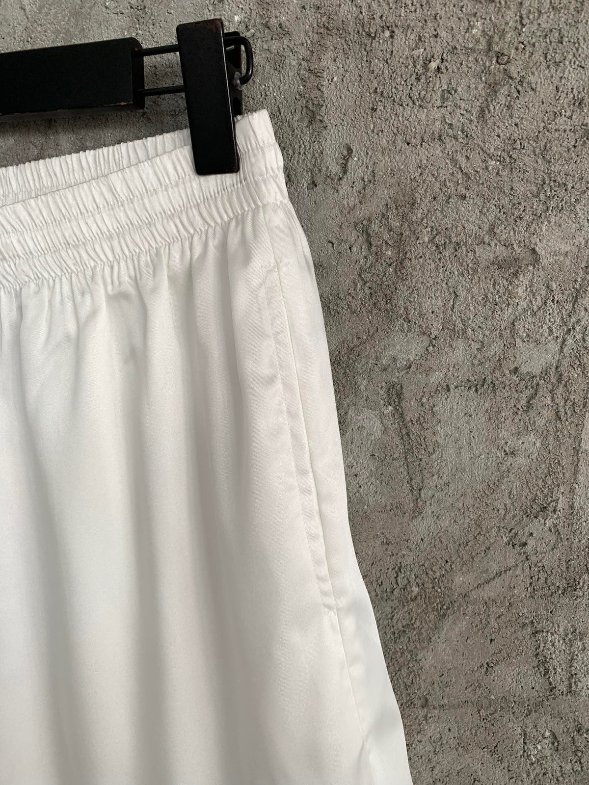White Cotton Striped Hem Drawstring - Men's