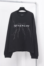Black Cotton Lightning Print Long-Sleeve - Men's