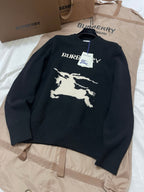 Black Wool Intarsia Crewneck - Men's