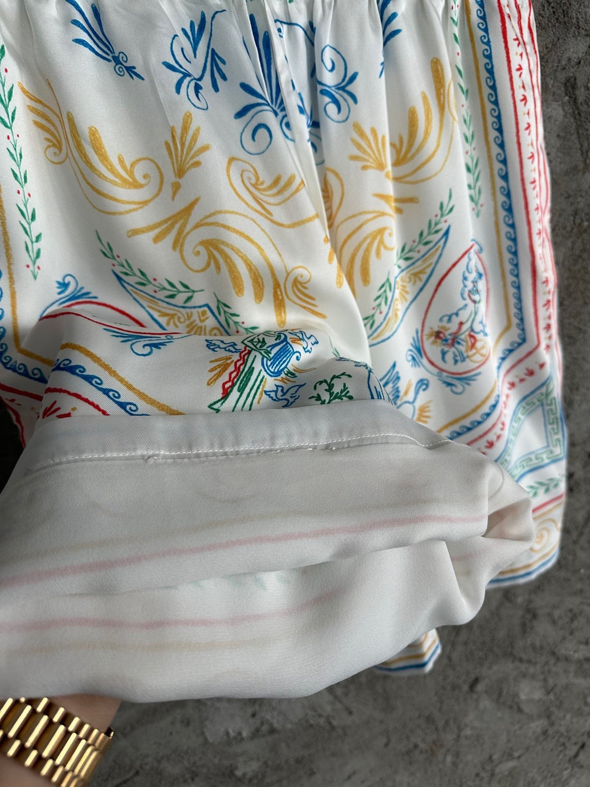 Ornate Print Silk Shorts - Men's