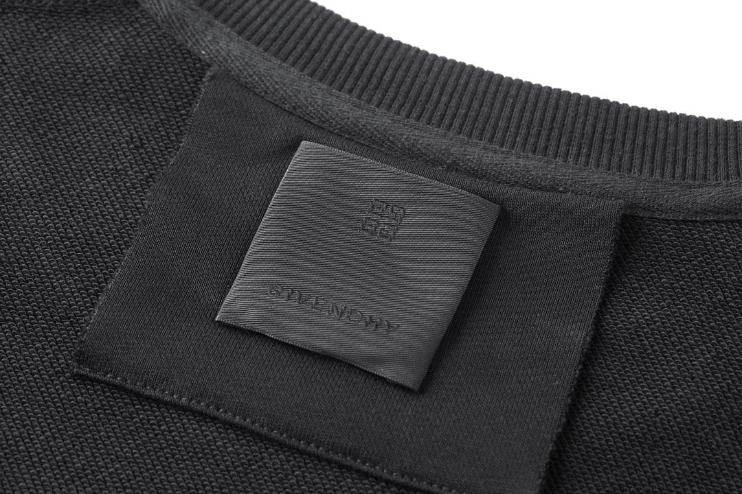 Black Cotton Bold Text Crewneck - Men's