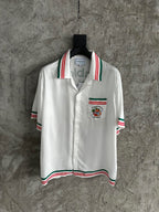 White Knit Striped Trim Short-Sleeve - Men's