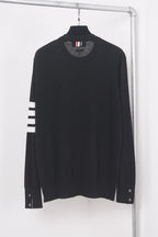 Grey Wool Four-Bar Crewneck - Men's