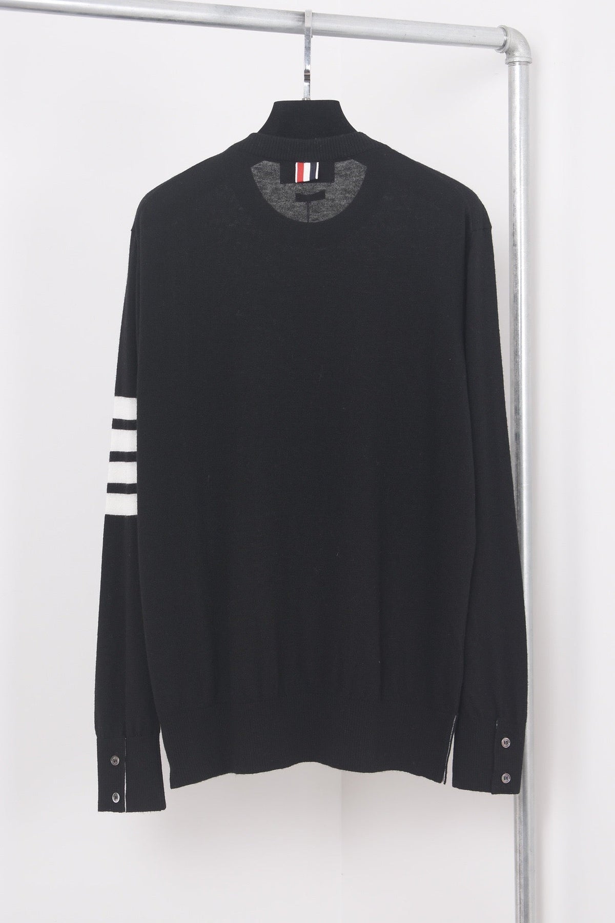Grey Wool Four-Bar Crewneck - Men's