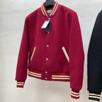 Navy Wool Contrast Trim Varsity - Men's