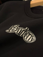 Black Cotton Chest Logo Crewneck - Men's