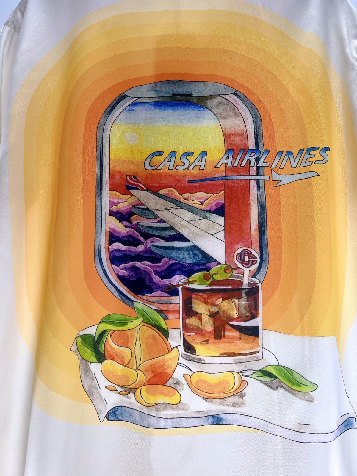 Orange Trim Silk Shirt - Men's