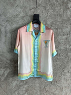 Pastel Scenic Print Silk Shirt - Men's