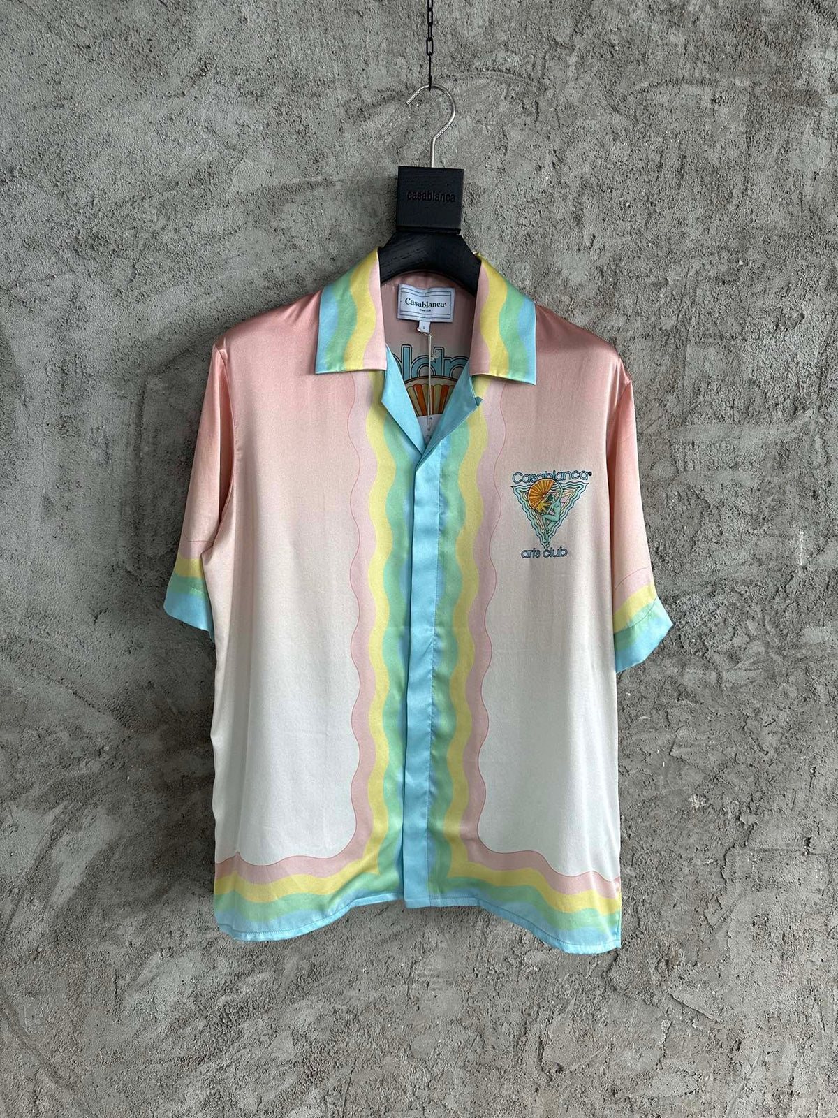 Pastel Scenic Print Silk Shirt - Men's