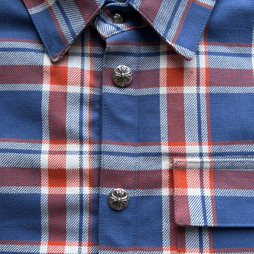 Blue Flannel Printed Sleeve Long-Sleeve - Men's