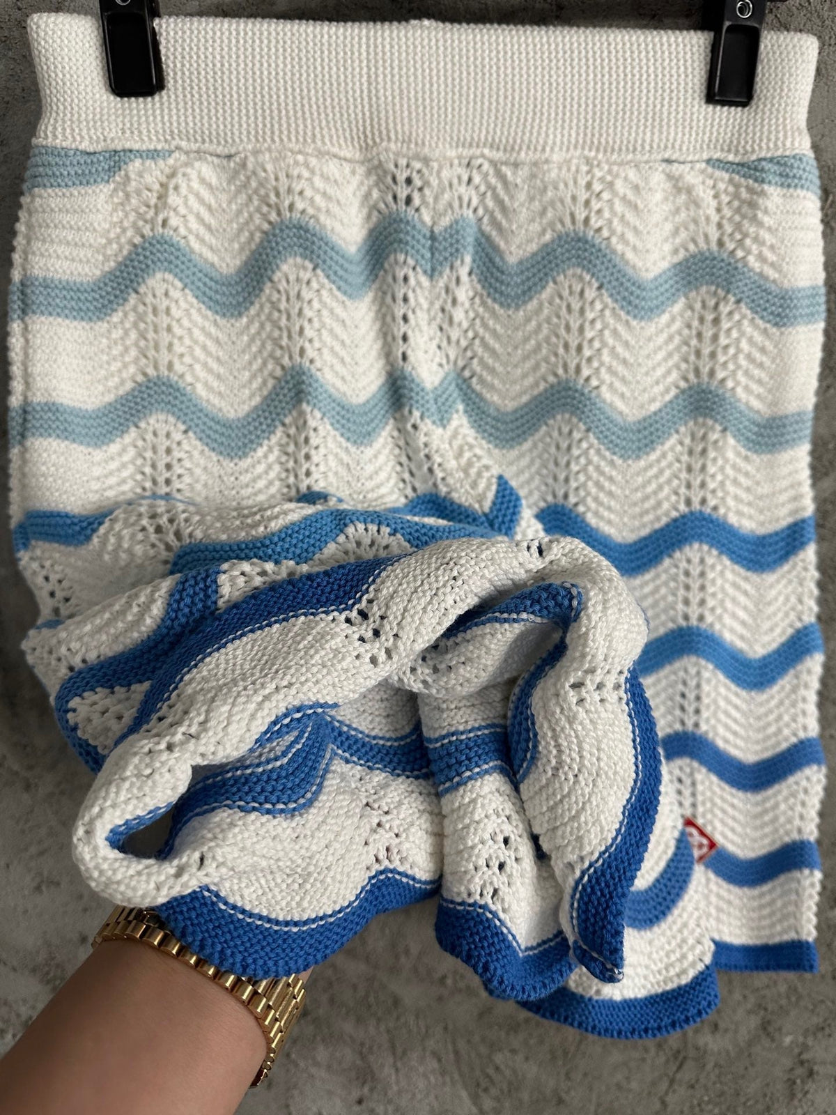Blue Chevron Knit Shorts - Men's
