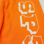 Orange Cotton Text Print Joggers - Men's