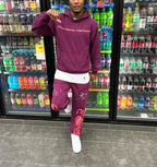 Burgundy Cotton Slogan Pullover - Men's