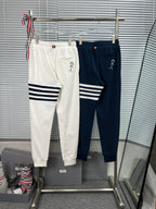 Navy Cotton Bar Stripe Joggers - Men's