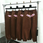 Brown Cotton Graphic Joggers - Men's