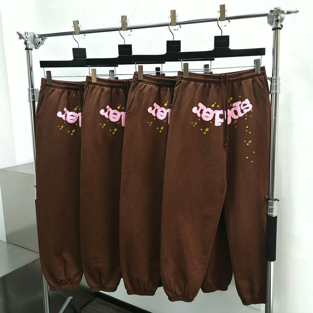 Brown Cotton Graphic Joggers - Men's