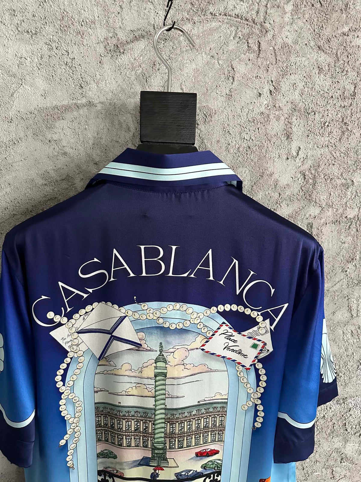 Blue Silk Gradient Print Short-Sleeve - Men's
