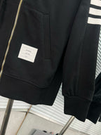 4-Bar Zip Black Hoodie - Men's