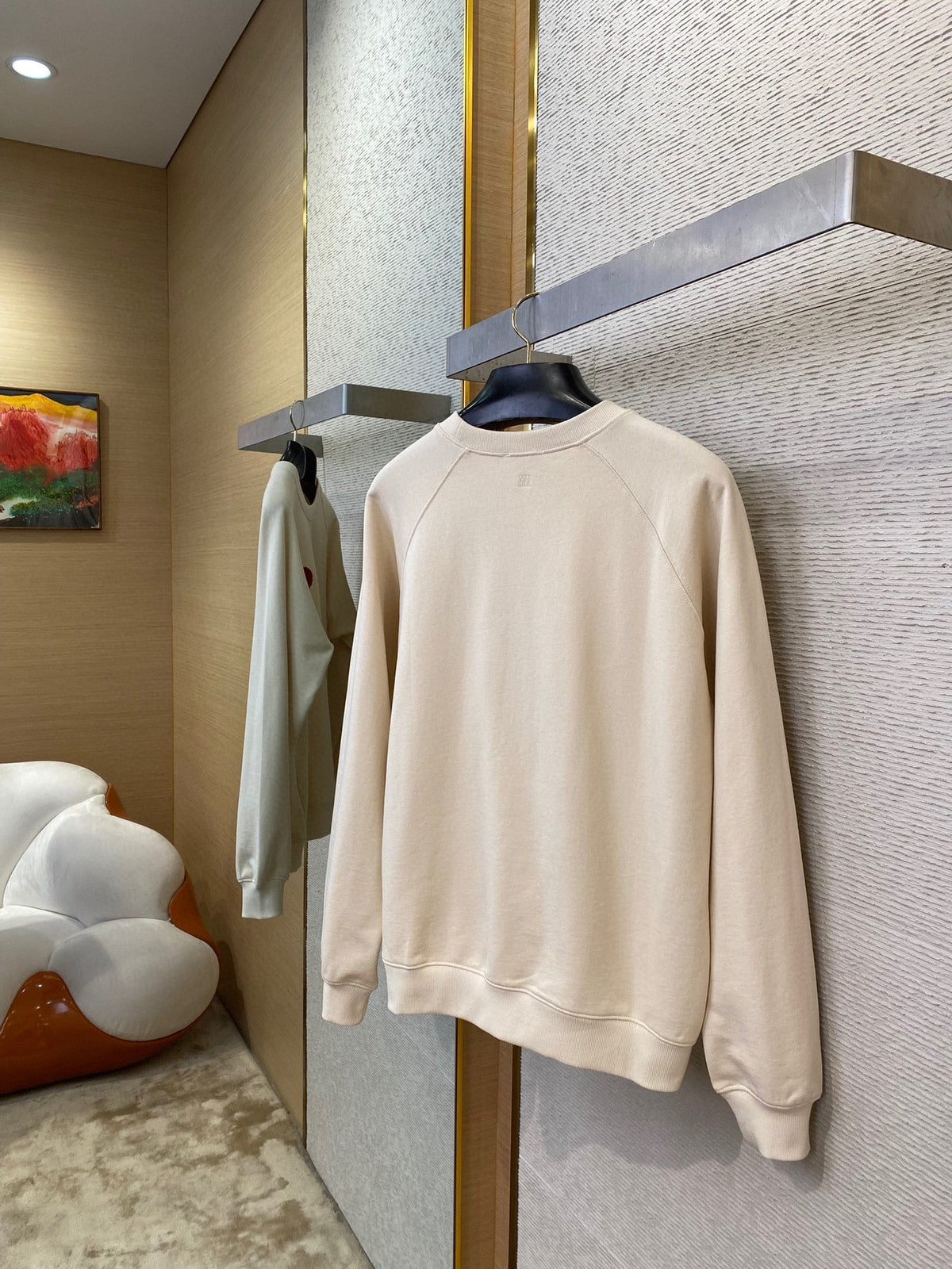 Cream Cotton Heart Logo Crewneck - Men's