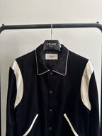Black Wool Contrast Shoulder Varsity - Men's