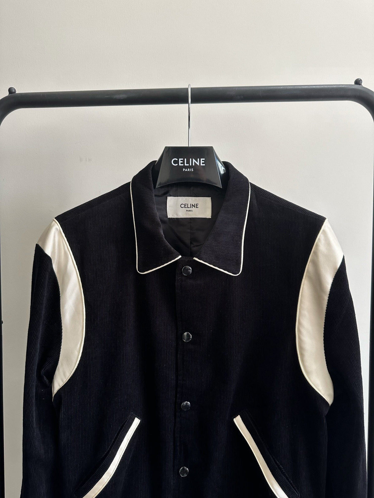 Black Wool Contrast Shoulder Varsity - Men's