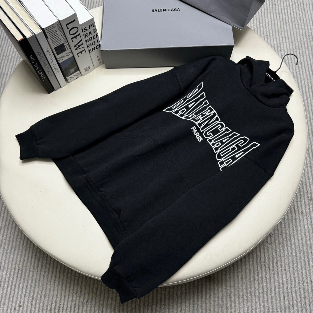 Black Cotton Logo Print Pullover - Men's