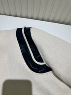 Navy Wool Striped Trim Varsity - Men's