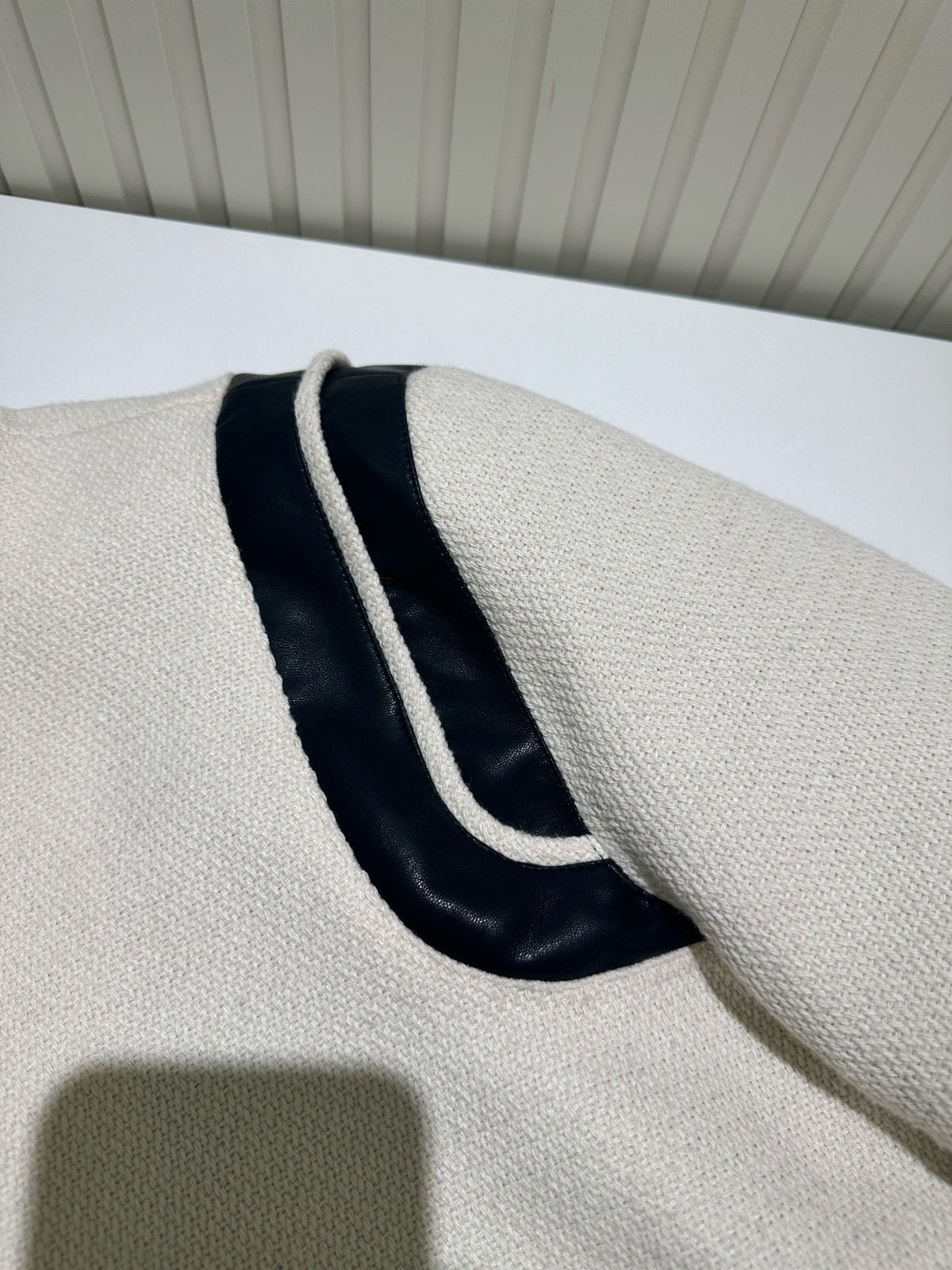 Navy Wool Striped Trim Varsity - Men's