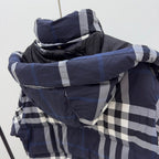 Navy Check Puffer Jacket - Men's