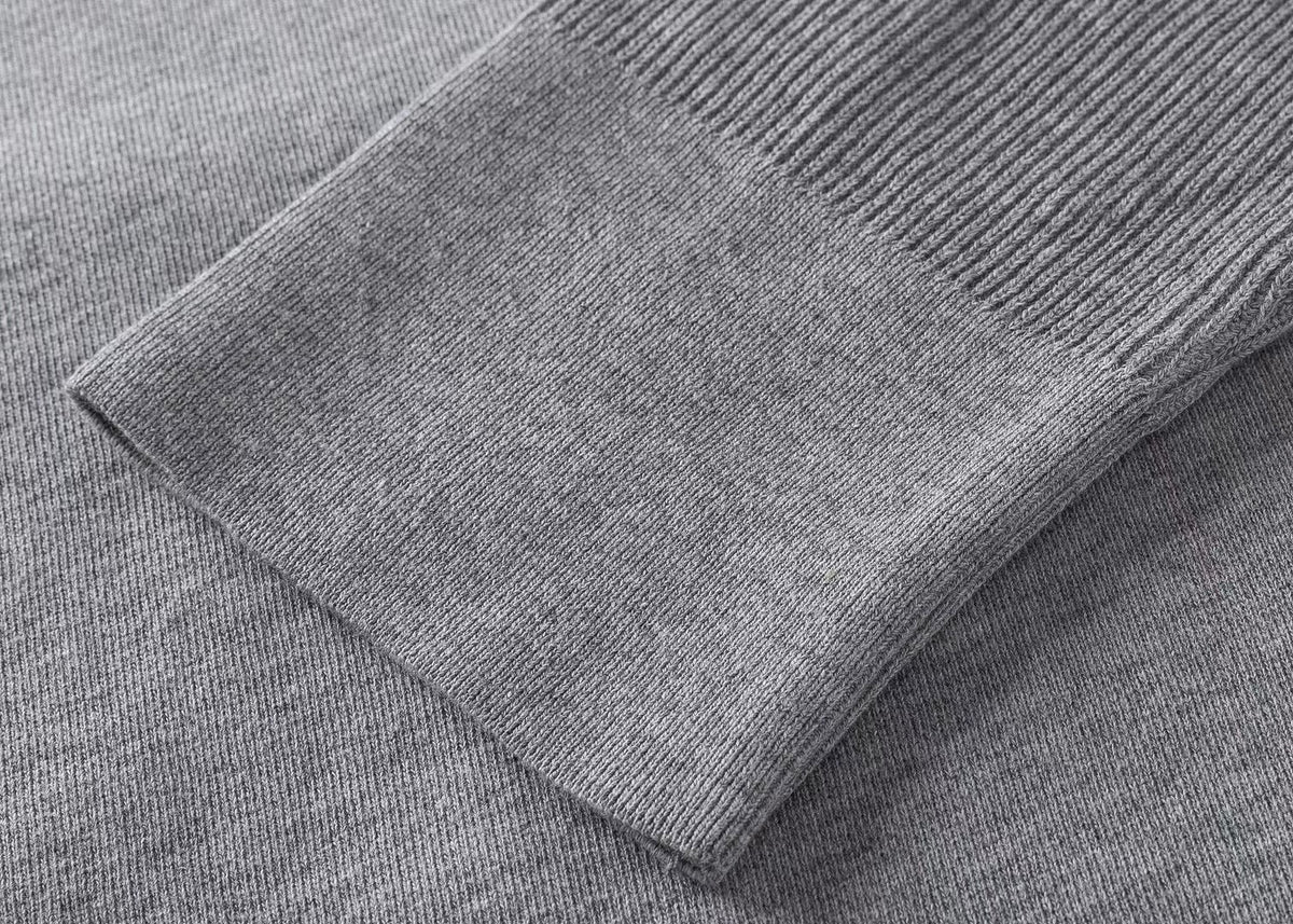 Grey Cotton Bar Stripe Pullover - Men's