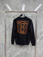 Black Cotton Tonal Crewneck - Men's