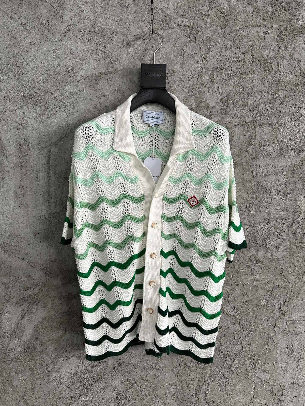 Green Wave Knit Shirt - Men's