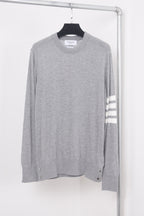 Grey Wool Four-Bar Crewneck - Men's