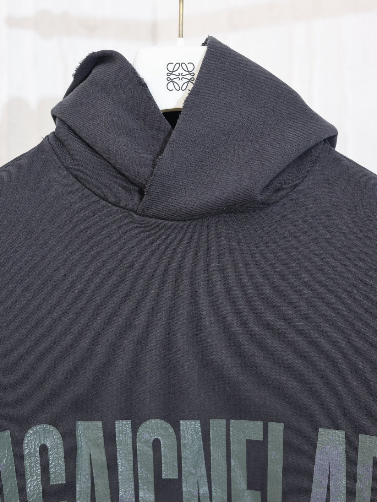 Black Cotton Tonal Text Pullover - Men's