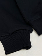 Black Cotton White Text Crewneck - Men's