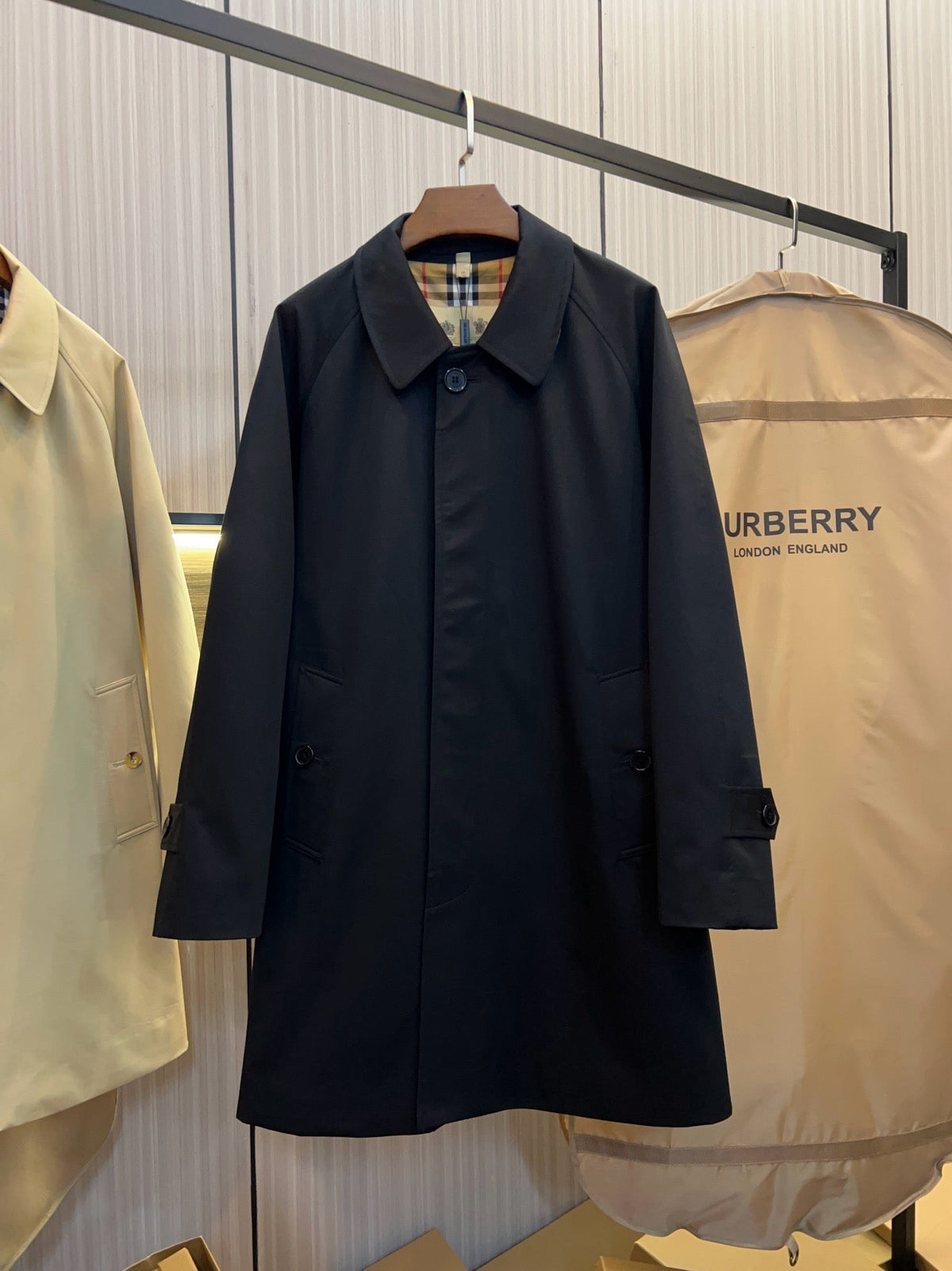 Navy Car Coat - Men's