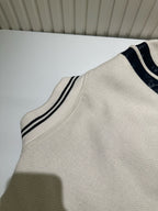 Navy Wool Striped Trim Varsity - Men's