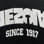 Black Cotton Varsity Text Pullover - Men's