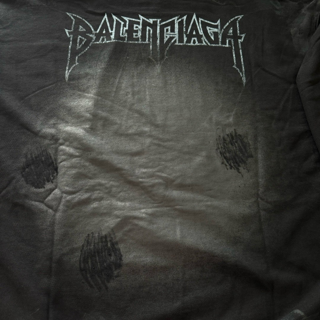 Black Cotton Washed Graphic Pullover - Men's