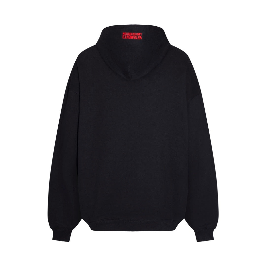 Black Cotton Graphic Pullover - Men's
