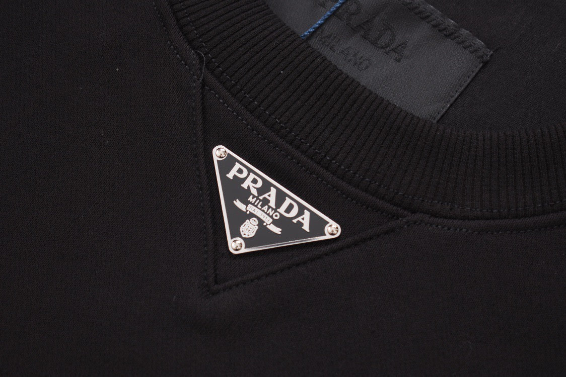 Black Cotton Triangle Logo Long-Sleeve - Men's