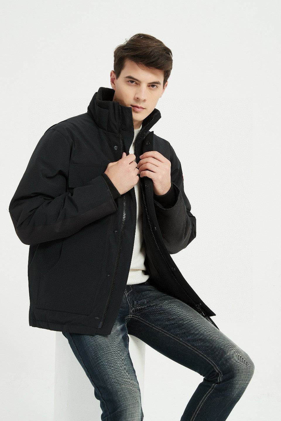 Black Nylon Down Parka - Men's
