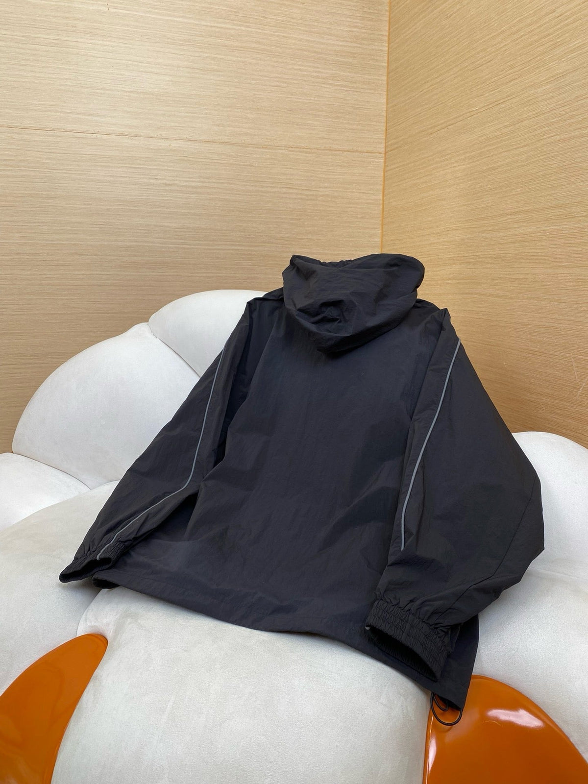 Navy Nylon Logo Hooded - Men's